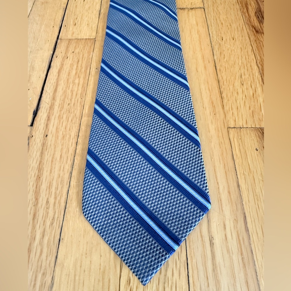 Bruno Piattelli Tie Blue Striped Silk Blend Classic Mens Necktie